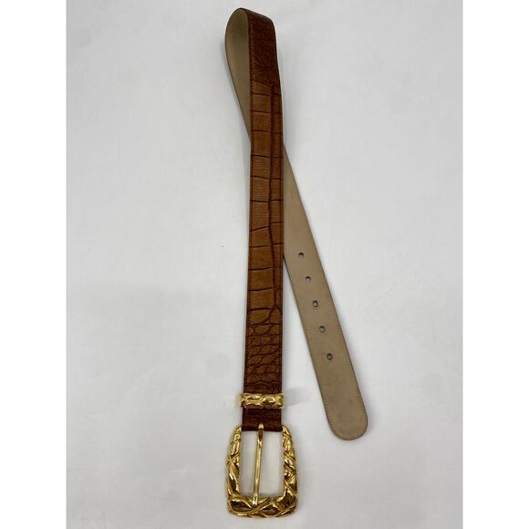 Escada EU 40 Brown Leather Gold Buckle Belt main image 5